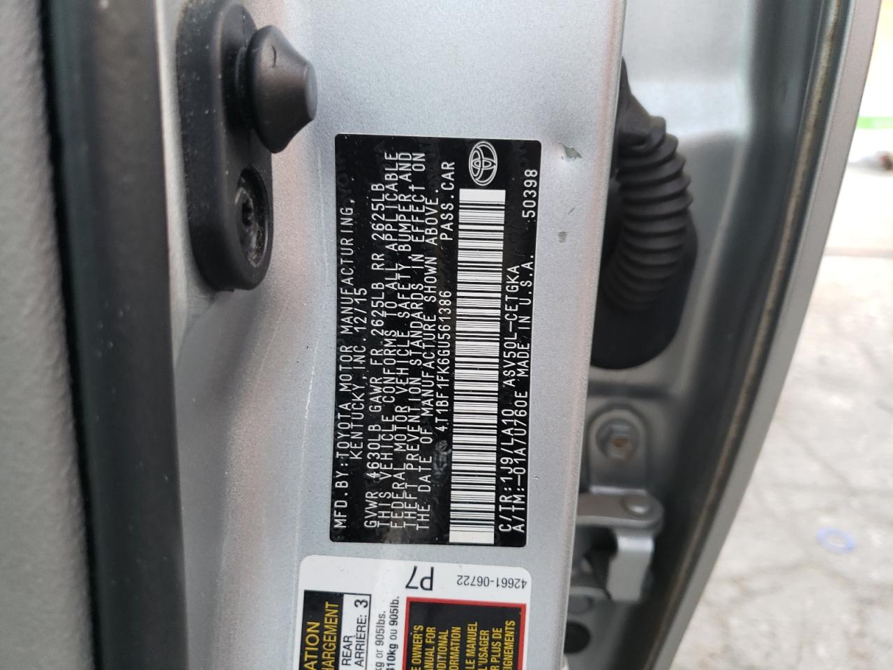 Photo 12 VIN: 4T1BF1FK6GU561386 - TOYOTA CAMRY 