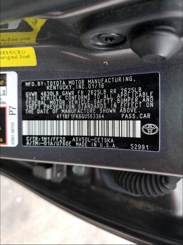 Photo 9 VIN: 4T1BF1FK6GU563364 - TOYOTA CAMRY LE 