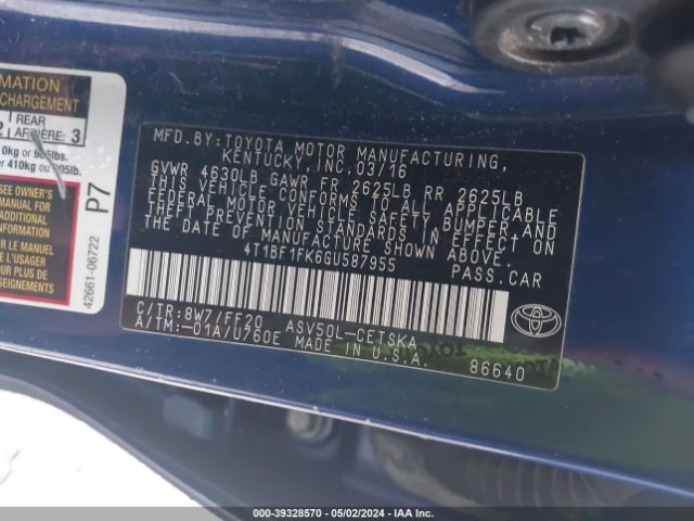 Photo 8 VIN: 4T1BF1FK6GU587955 - TOYOTA CAMRY 