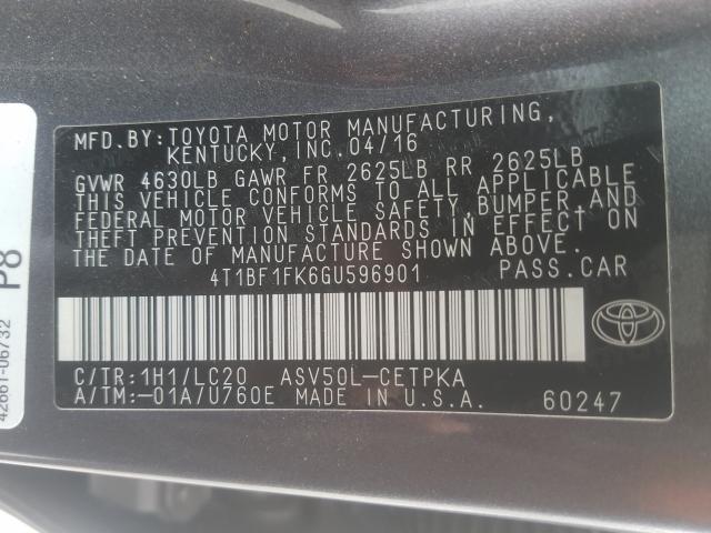 Photo 9 VIN: 4T1BF1FK6GU596901 - TOYOTA CAMRY LE 