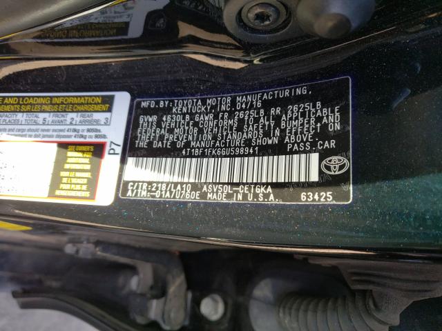 Photo 9 VIN: 4T1BF1FK6GU598941 - TOYOTA CAMRY LE 