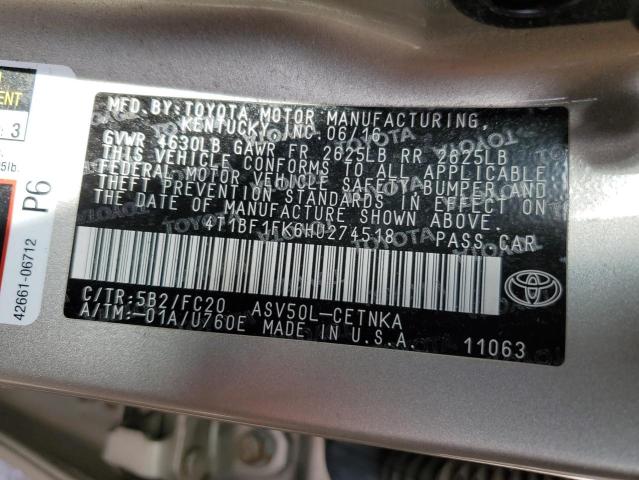 Photo 12 VIN: 4T1BF1FK6HU274518 - TOYOTA CAMRY LE 