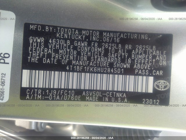 Photo 8 VIN: 4T1BF1FK6HU284501 - TOYOTA CAMRY 