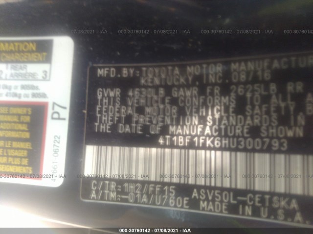 Photo 8 VIN: 4T1BF1FK6HU300793 - TOYOTA CAMRY 