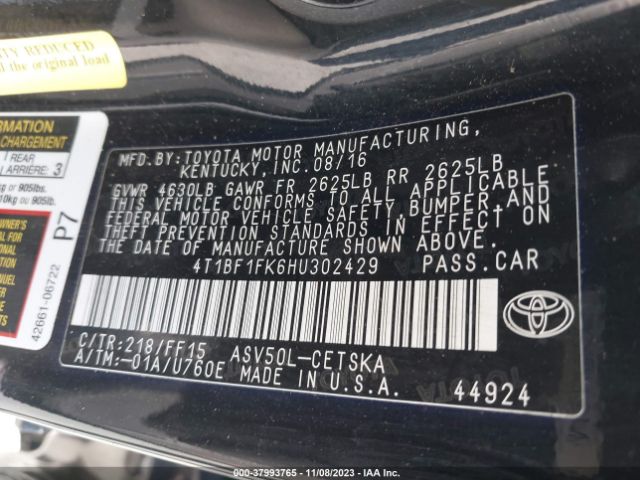 Photo 8 VIN: 4T1BF1FK6HU302429 - TOYOTA CAMRY 