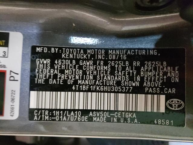 Photo 11 VIN: 4T1BF1FK6HU305377 - TOYOTA CAMRY LE 