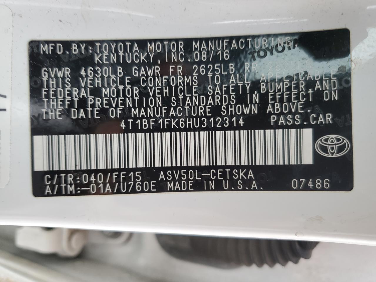 Photo 12 VIN: 4T1BF1FK6HU312314 - TOYOTA CAMRY 