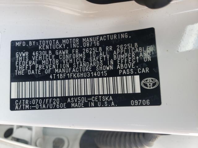 Photo 9 VIN: 4T1BF1FK6HU314015 - TOYOTA CAMRY LE 