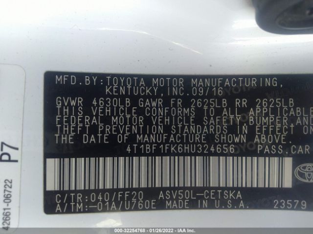 Photo 8 VIN: 4T1BF1FK6HU324656 - TOYOTA CAMRY 