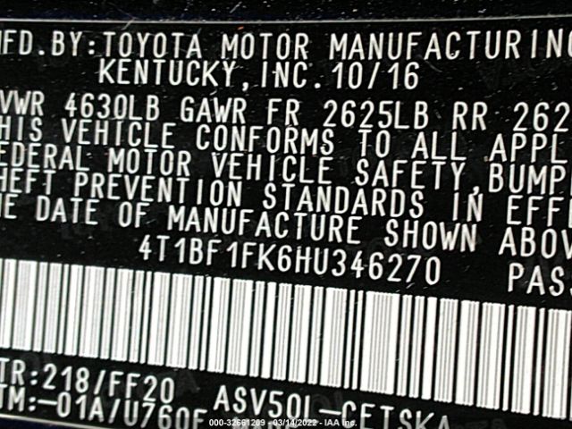 Photo 8 VIN: 4T1BF1FK6HU346270 - TOYOTA CAMRY 