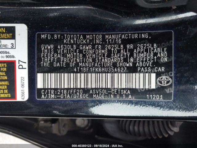 Photo 8 VIN: 4T1BF1FK6HU354627 - TOYOTA CAMRY 