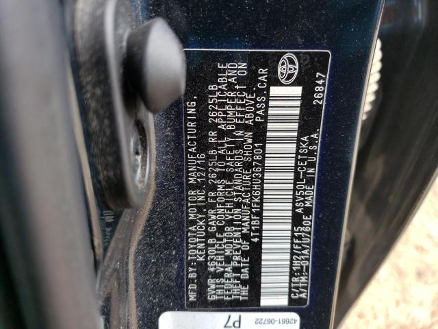 Photo 11 VIN: 4T1BF1FK6HU367801 - TOYOTA CAMRY LE 