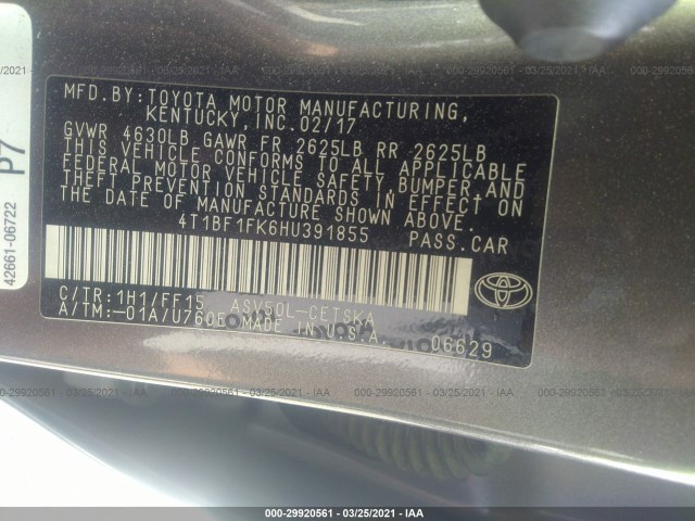 Photo 8 VIN: 4T1BF1FK6HU391855 - TOYOTA CAMRY 