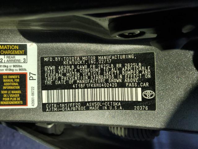 Photo 11 VIN: 4T1BF1FK6HU402420 - TOYOTA CAMRY LE 