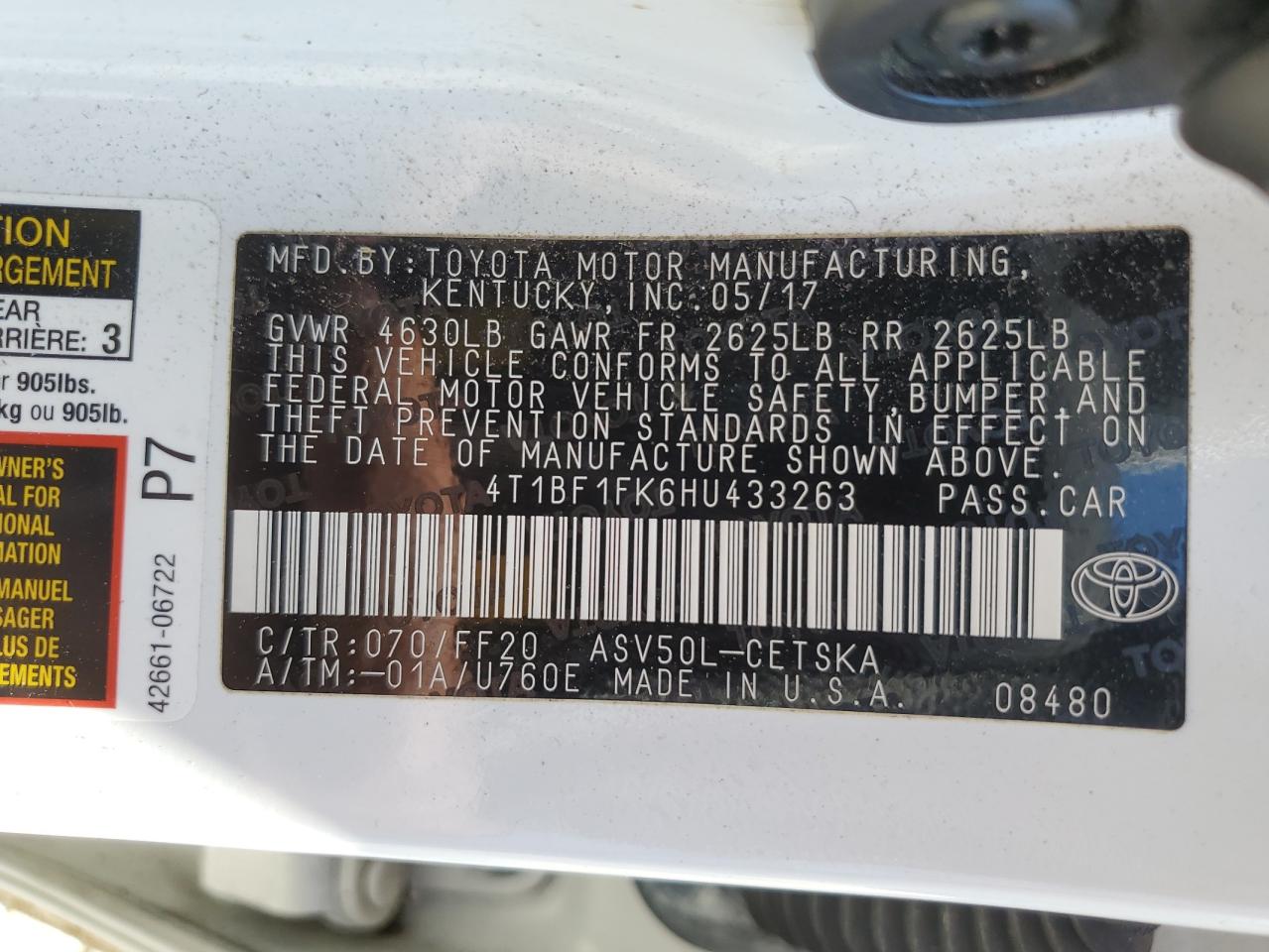 Photo 11 VIN: 4T1BF1FK6HU433263 - TOYOTA CAMRY 