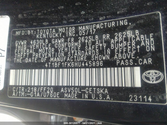 Photo 8 VIN: 4T1BF1FK6HU445896 - TOYOTA CAMRY 