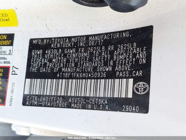 Photo 8 VIN: 4T1BF1FK6HU450936 - TOYOTA CAMRY 