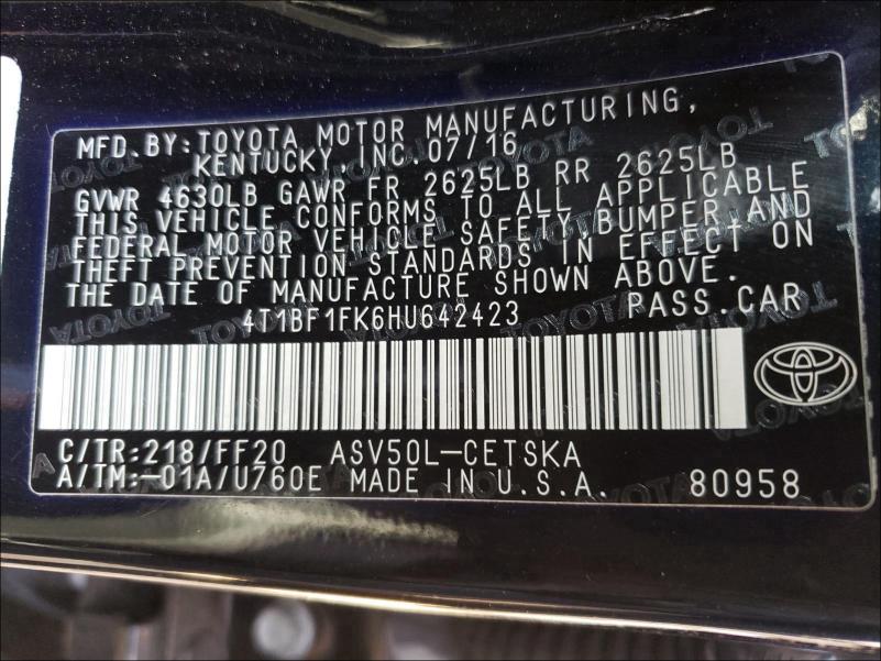 Photo 9 VIN: 4T1BF1FK6HU642423 - TOYOTA CAMRY LE 