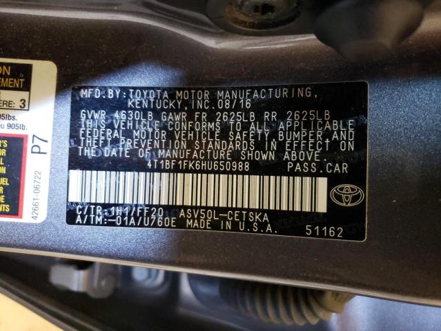 Photo 12 VIN: 4T1BF1FK6HU650988 - TOYOTA CAMRY 