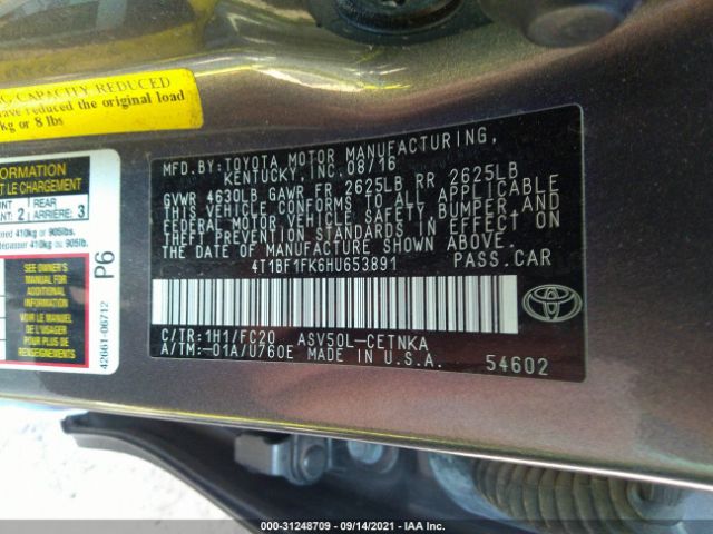 Photo 8 VIN: 4T1BF1FK6HU653891 - TOYOTA CAMRY 