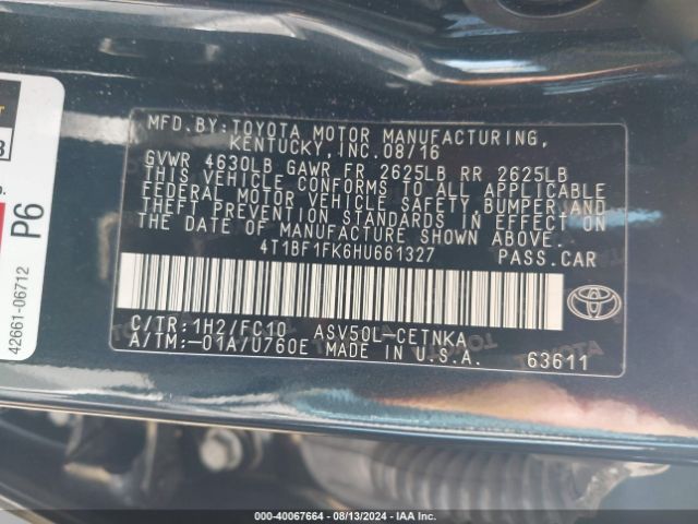 Photo 8 VIN: 4T1BF1FK6HU661327 - TOYOTA CAMRY 