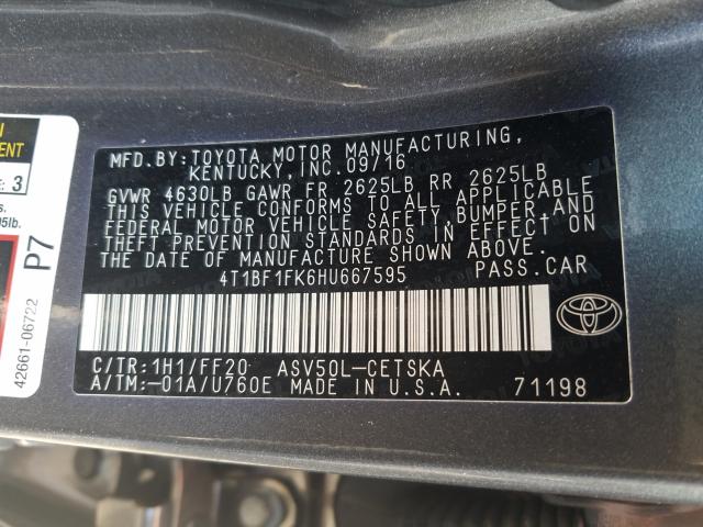 Photo 9 VIN: 4T1BF1FK6HU667595 - TOYOTA CAMRY 