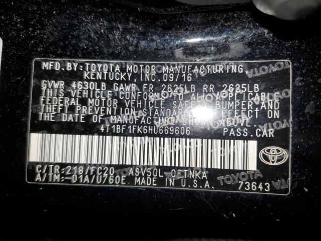 Photo 11 VIN: 4T1BF1FK6HU669606 - TOYOTA CAMRY LE 