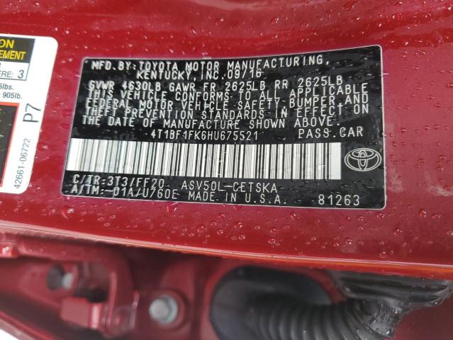 Photo 11 VIN: 4T1BF1FK6HU675521 - TOYOTA CAMRY LE 