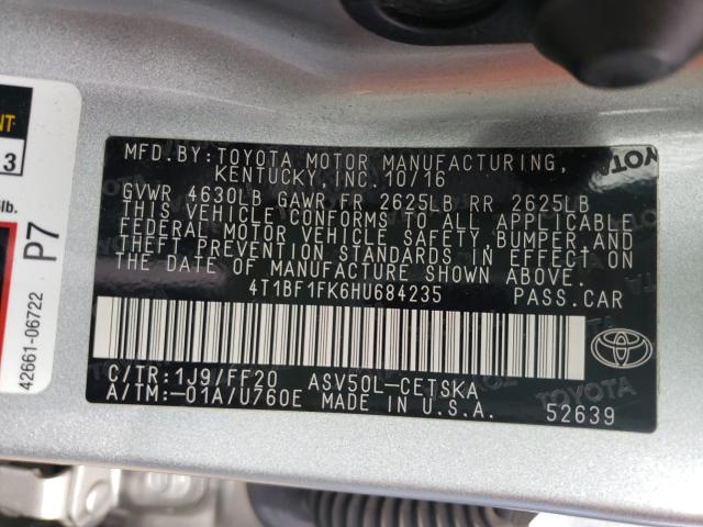 Photo 9 VIN: 4T1BF1FK6HU684235 - TOYOTA CAMRY LE 