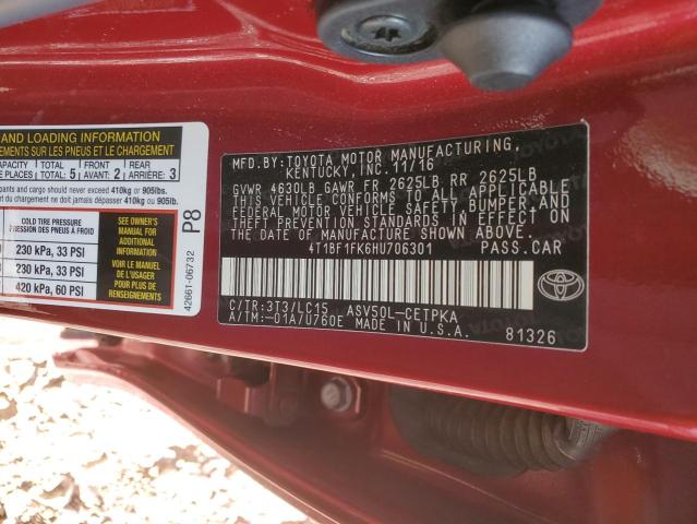 Photo 11 VIN: 4T1BF1FK6HU706301 - TOYOTA CAMRY 