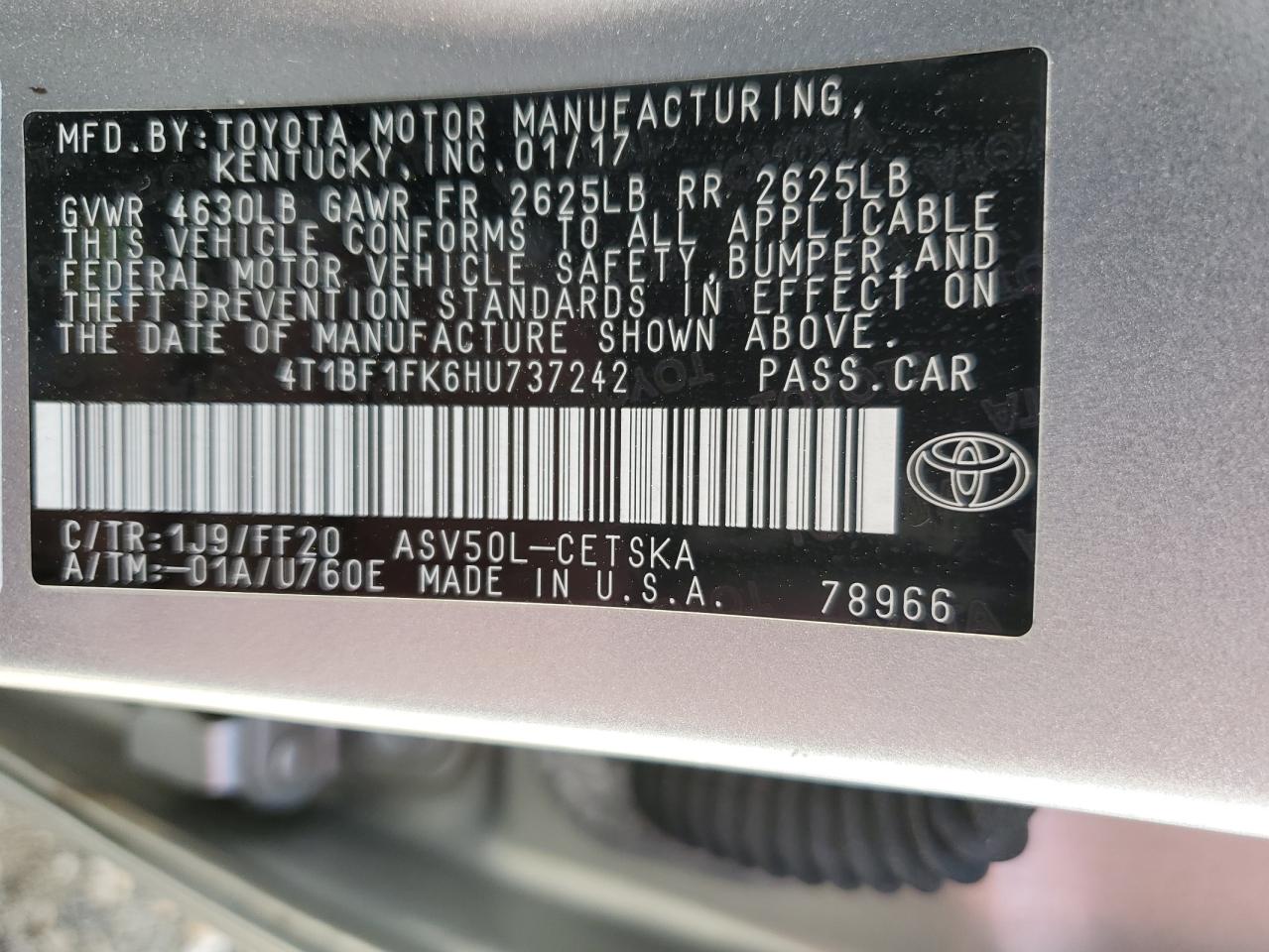 Photo 11 VIN: 4T1BF1FK6HU737242 - TOYOTA CAMRY 