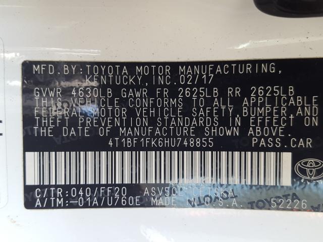 Photo 9 VIN: 4T1BF1FK6HU748855 - TOYOTA CAMRY SE 