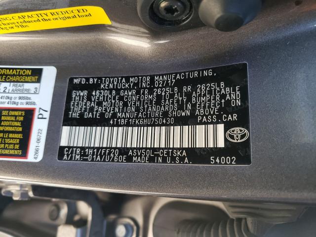 Photo 9 VIN: 4T1BF1FK6HU750430 - TOYOTA CAMRY SE 