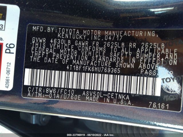 Photo 8 VIN: 4T1BF1FK6HU769365 - TOYOTA CAMRY 