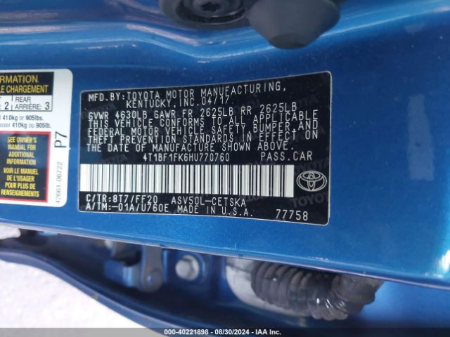 Photo 8 VIN: 4T1BF1FK6HU770760 - TOYOTA CAMRY 