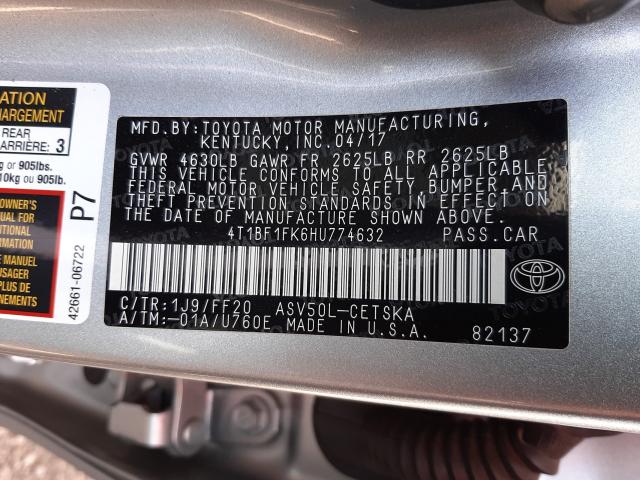 Photo 9 VIN: 4T1BF1FK6HU774632 - TOYOTA CAMRY 