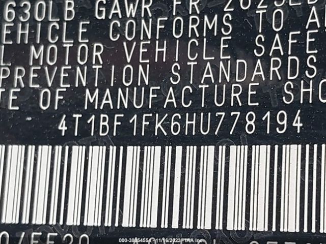 Photo 8 VIN: 4T1BF1FK6HU778194 - TOYOTA CAMRY 