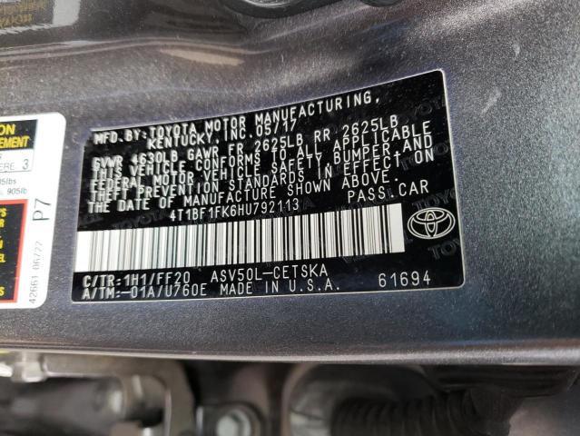 Photo 11 VIN: 4T1BF1FK6HU792113 - TOYOTA CAMRY LE 