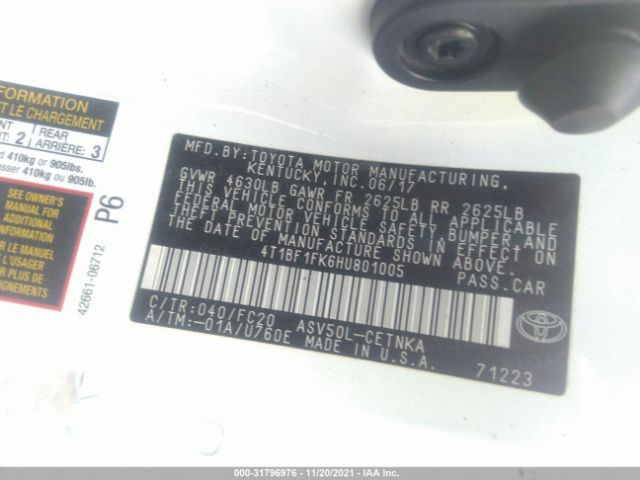 Photo 8 VIN: 4T1BF1FK6HU801005 - TOYOTA CAMRY 