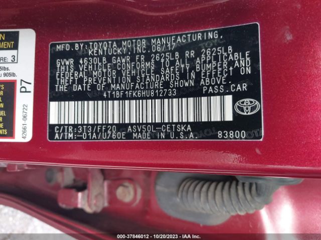 Photo 8 VIN: 4T1BF1FK6HU812733 - TOYOTA CAMRY 