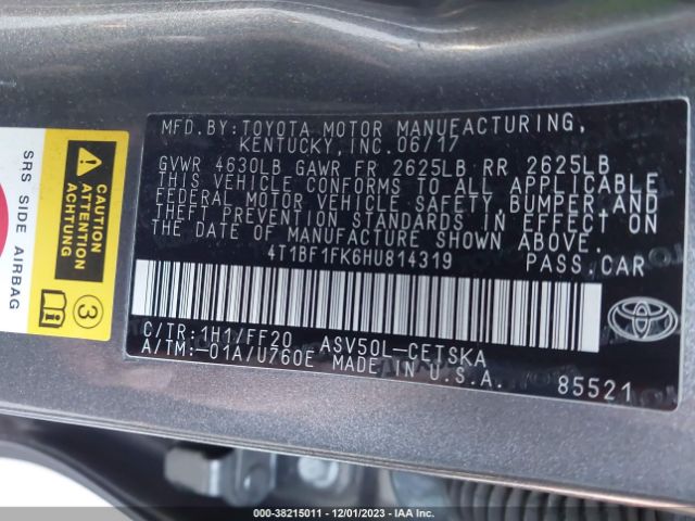 Photo 8 VIN: 4T1BF1FK6HU814319 - TOYOTA CAMRY 