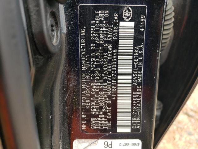 Photo 11 VIN: 4T1BF1FK7CU005646 - TOYOTA CAMRY BASE 