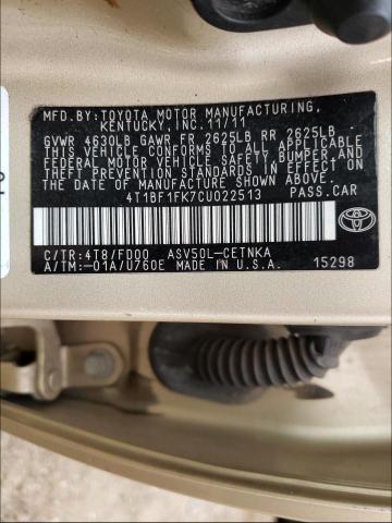 Photo 9 VIN: 4T1BF1FK7CU022513 - TOYOTA CAMRY BASE 