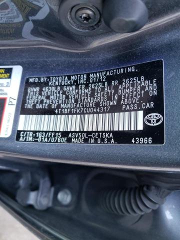 Photo 9 VIN: 4T1BF1FK7CU044317 - TOYOTA CAMRY BASE 