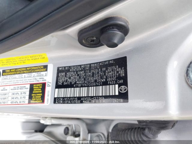 Photo 8 VIN: 4T1BF1FK7CU067421 - TOYOTA CAMRY 