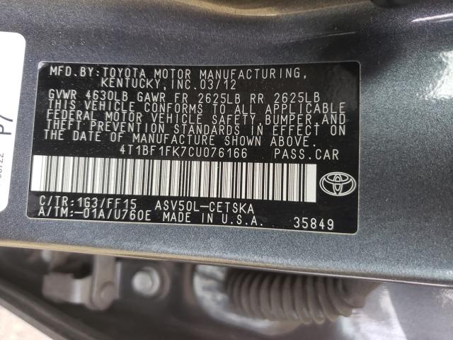 Photo 9 VIN: 4T1BF1FK7CU076166 - TOYOTA CAMRY BASE 