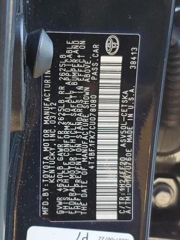 Photo 11 VIN: 4T1BF1FK7CU078080 - TOYOTA CAMRY BASE 