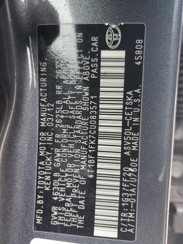 Photo 12 VIN: 4T1BF1FK7CU083571 - TOYOTA CAMRY BASE 