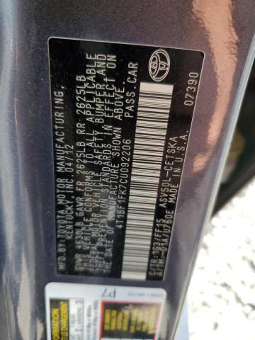 Photo 11 VIN: 4T1BF1FK7CU092206 - TOYOTA CAMRY BASE 