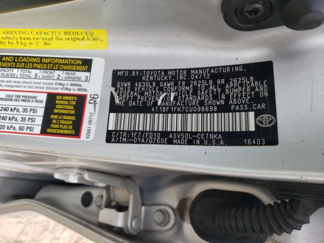 Photo 9 VIN: 4T1BF1FK7CU098698 - TOYOTA CAMRY BASE 